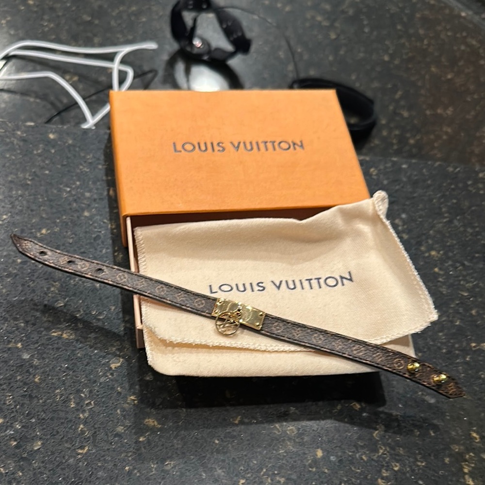 Louis Vuitton Brown and Gold Monogram Strap